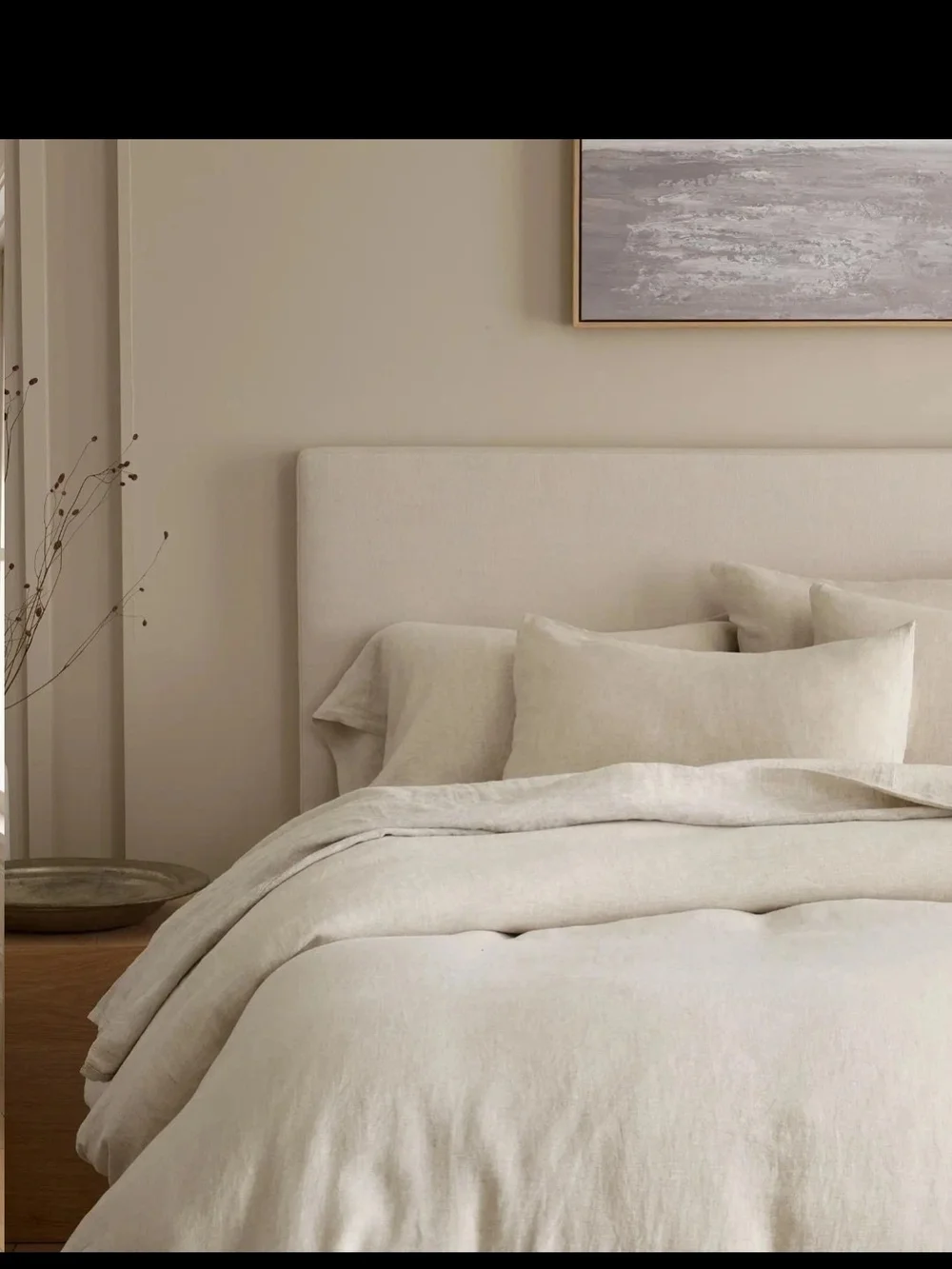 QUINCE European Linen Duvet Cover Set Two Shams Natural Chambray Full / Queen
